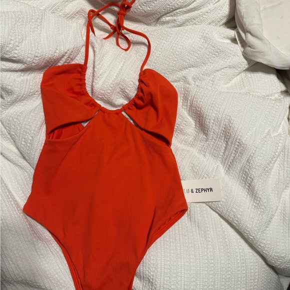 Zulu & Zephyr Orange One Piece Swimsuit - Picture 1 of 6